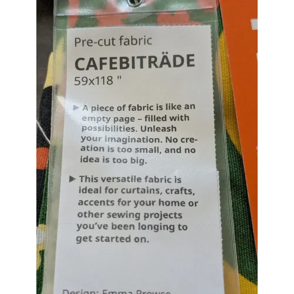 Ikea CAFEBITRADE Pre-Cut Fabric Green/Multicolor Floral Pattern 59x118